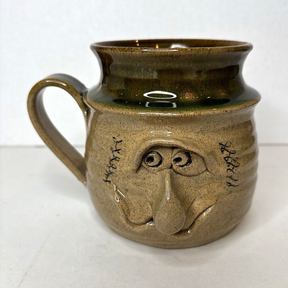 Vintage Mug Shots Studio Pottery funny Face Mug Handmade Stoneware Folk Art